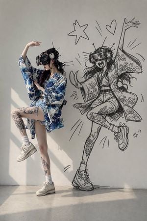 VR Kimono Fashion With Manga Wall Art preview