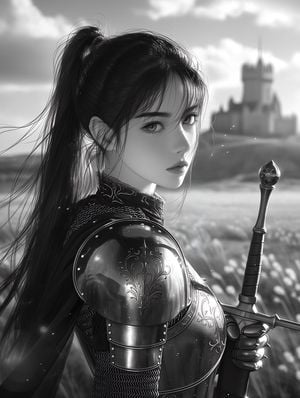 Monochrome Female Knight Portrait preview