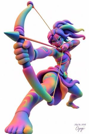 Neon Fantasy Archer 3D Illustration preview