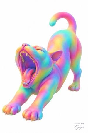 Rainbow Yawning Cat Stretch preview