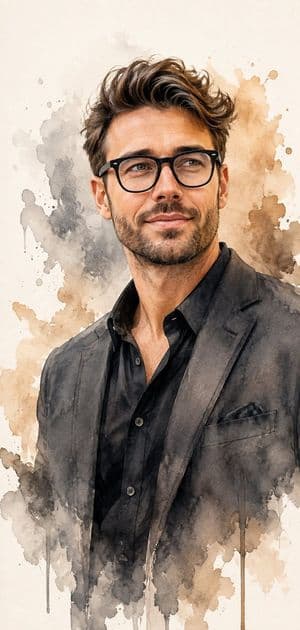 Refined Watercolor Portrait of a Mature Man preview