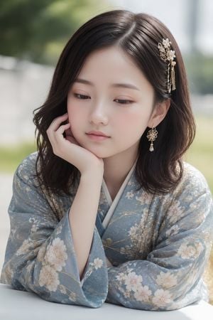 Girl in Blue Floral Kimono preview