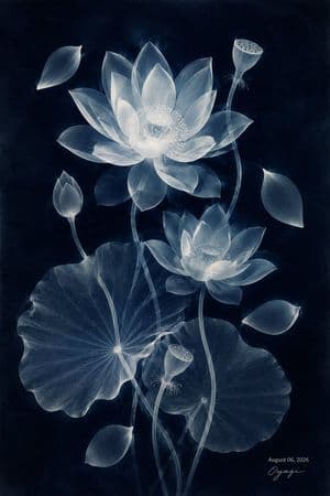 Translucent Lotus Cyanotype preview