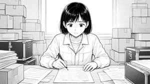 Manga Woman Writing in Storage Office preview