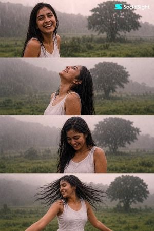 South Asian Woman in Monsoon Rain Sequence preview