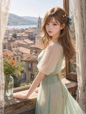 Anime Girl at Mediterranean Window preview