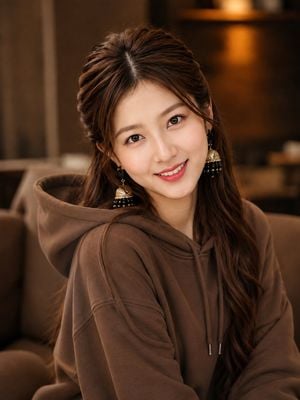 Photorealistic Dark-Haired Woman Portrait preview