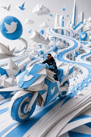 Twitter Papercraft Motorcycle City preview