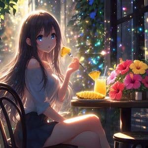 Anime Girl Eating Pineapple preview