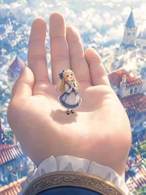 Tiny Anime Girl in Giant Hand preview
