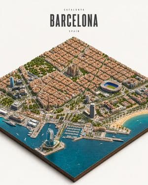 Isometric Barcelona City Diorama preview