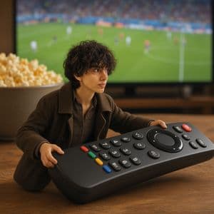 Tiny Person Lifting Giant TV Remote preview