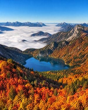 Autumn Alpine Lake Above Cloud Sea preview