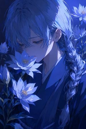 Blue Night Anime Flower Portrait preview