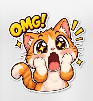 Excited Kawaii Kitten OMG Sticker preview