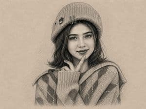 Graphite and Charcoal Portrait Sketch preview