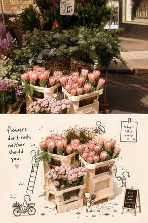 Whimsical Street Flower Stand Poster preview