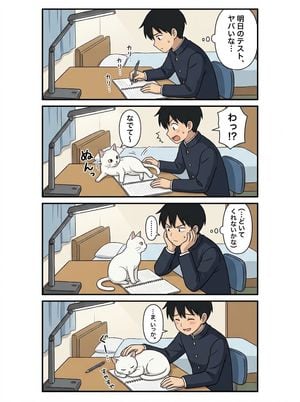 Four-Panel Study Cat Manga preview