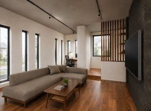 Warm Modern Japanese Living Room Render preview