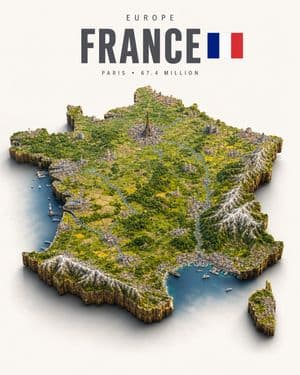 Isometric France Diorama Poster preview