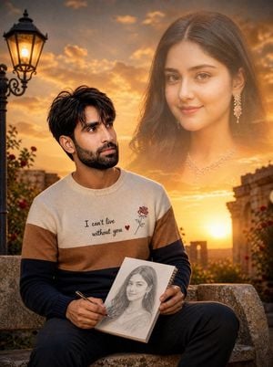 Romantic Sunset Sketch Portrait preview
