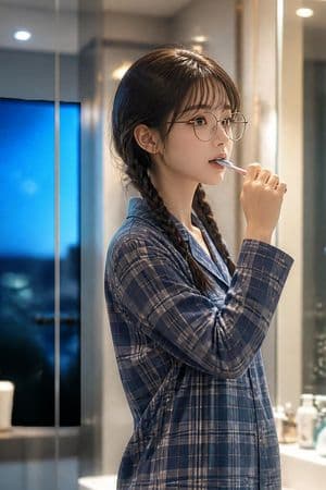 Photorealistic Bathroom Toothbrushing Portrait preview