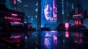 Rainy Cyberpunk Rooftop City preview