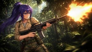 Anime Jungle Rifle Action Scene preview