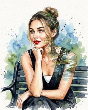 Double Exposure Watercolor Portrait preview