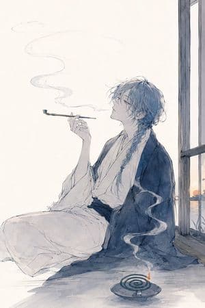 Watercolor Kimono Smoker by Window preview