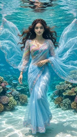 Underwater Fairytale Sari Portrait preview