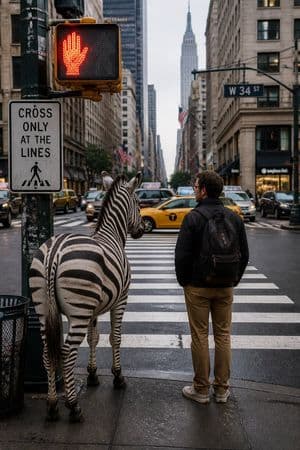 Zebra at City Crosswalk preview