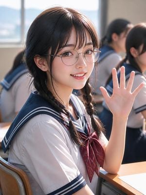 Realistic Japanese Schoolgirl Classroom Portrait preview