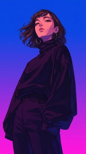 Retro-Modern Neon Anime Painting preview