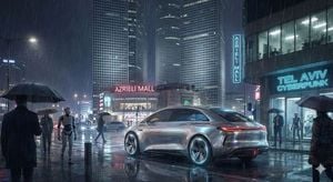 Futuristic Car in Rainy City preview