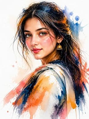 Watercolor Mixed-Media Woman Portrait preview
