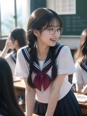 Realistic Japanese Schoolgirl Classroom Portrait preview