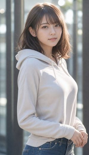 Realistic Japanese Woman Hoodie Portrait preview