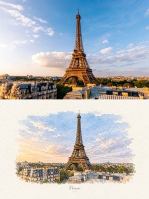 Minimalist Watercolor Travel Illustration preview