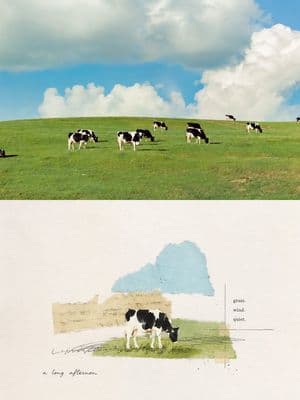 Pastoral Cow Collage Diptych preview