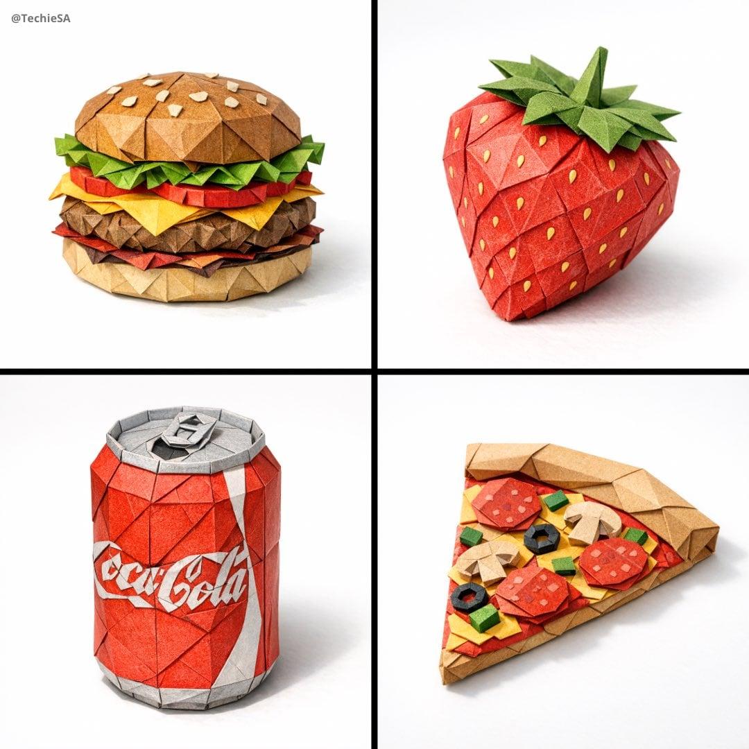 A hyper-detailed origami folded from realistic colored paper - AI image template preview