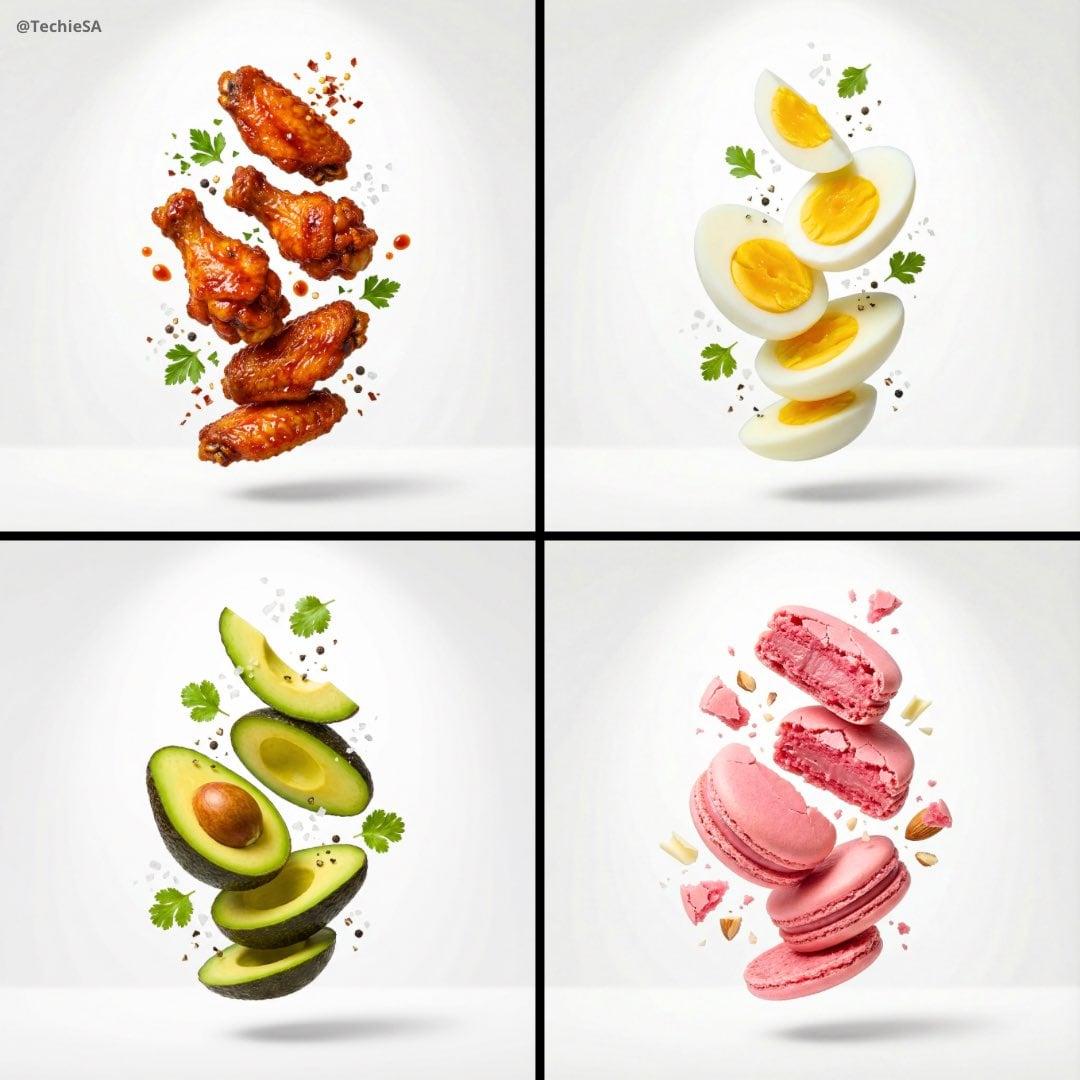 Premium food advertising, white seamless background, high key studio - AI image template preview