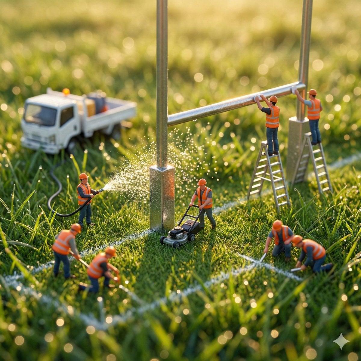 Ultra-realistic macro photography of miniature construction workers - AI image template preview