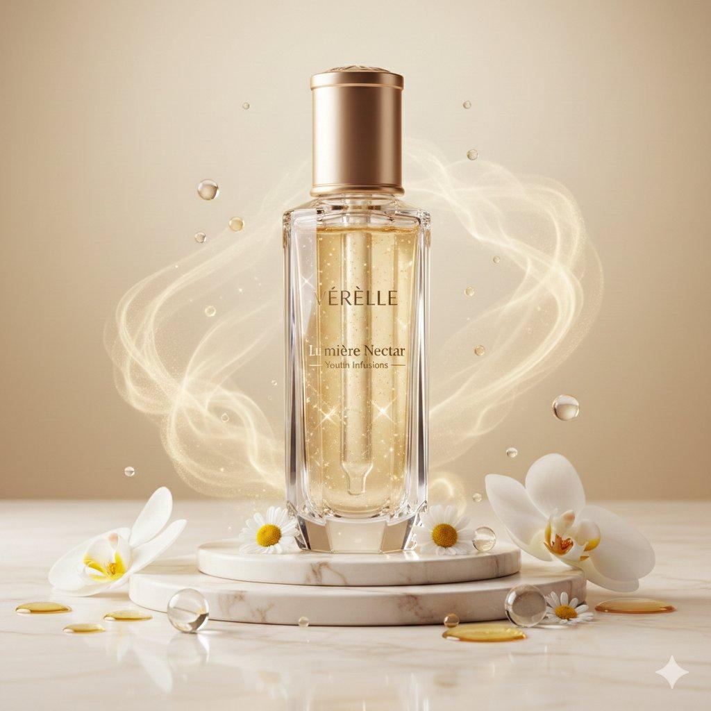 Tall faceted crystal vial with elegant vertical geometry - AI image template preview