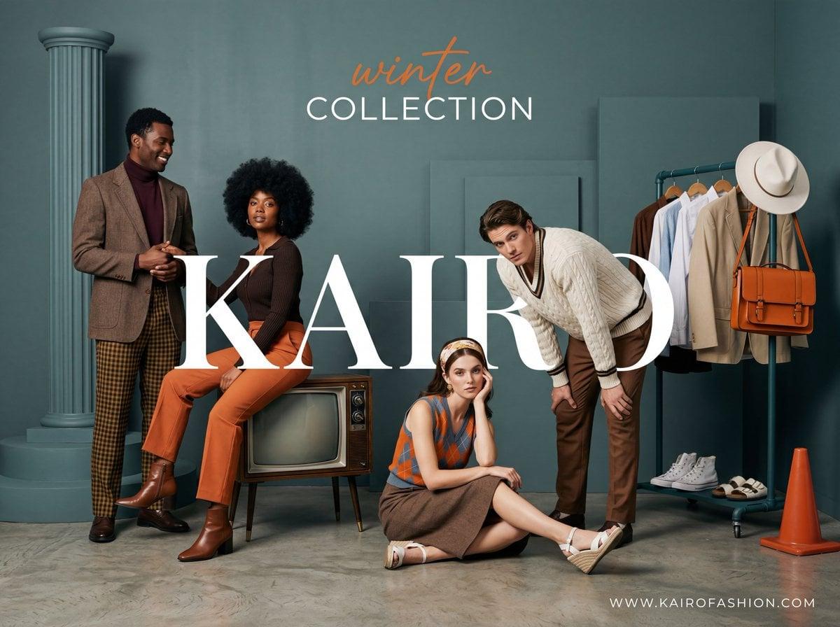 A wide-angle, studio fashion advertisement with a sophisticated - AI image template preview
