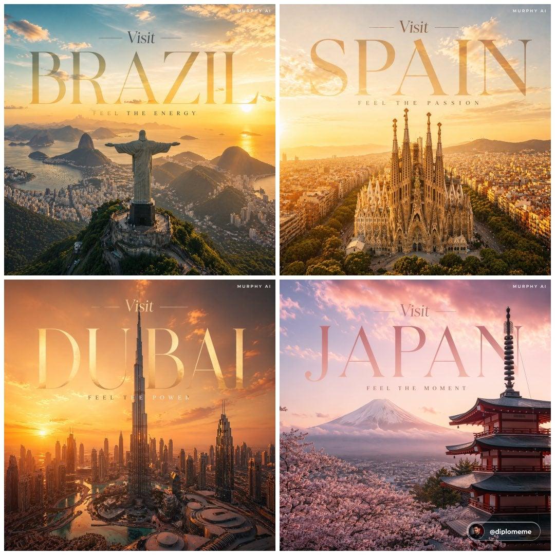 Cinematic luxury tourism poster, Spain, iconic view of Sagrada Família - AI image template preview
