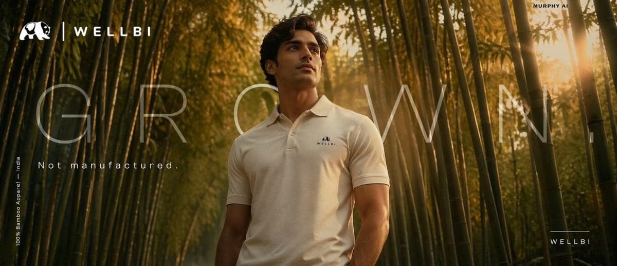 Cinematic product poster for WELLBI, India s premium bamboo apparel - AI image template preview