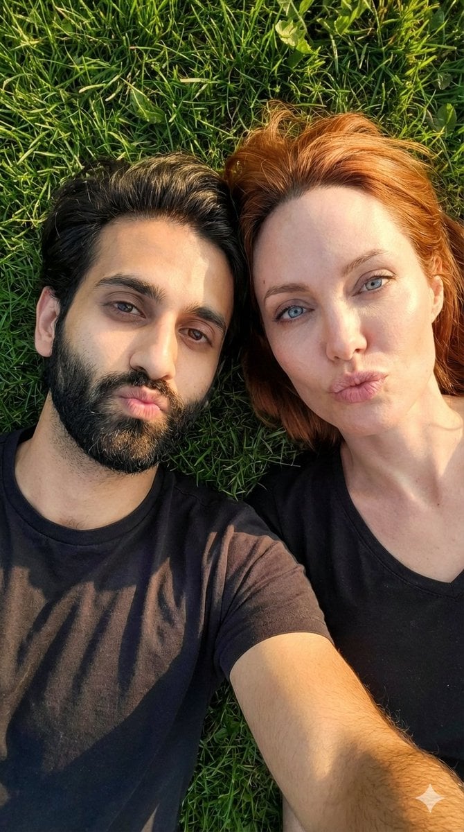 Hyper-Realistic Couple Selfie on Grass Prompt preview