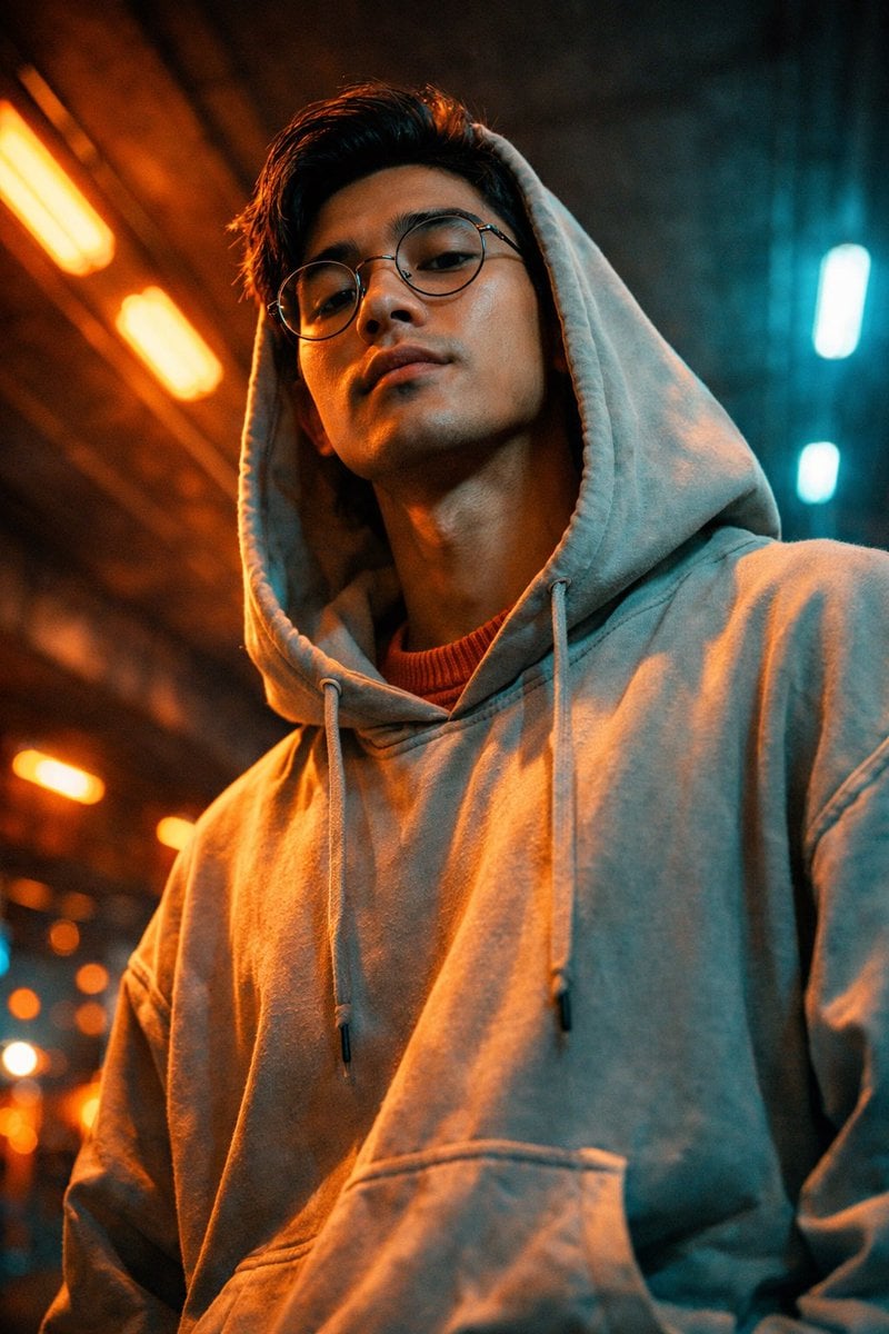 Cinematic Urban Portrait with Neon Lighting preview