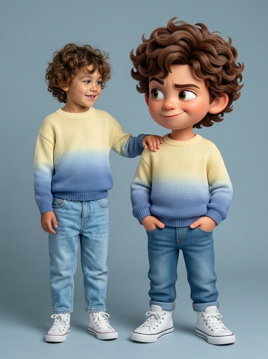 Human and Pixar Character Duplication Prompt preview